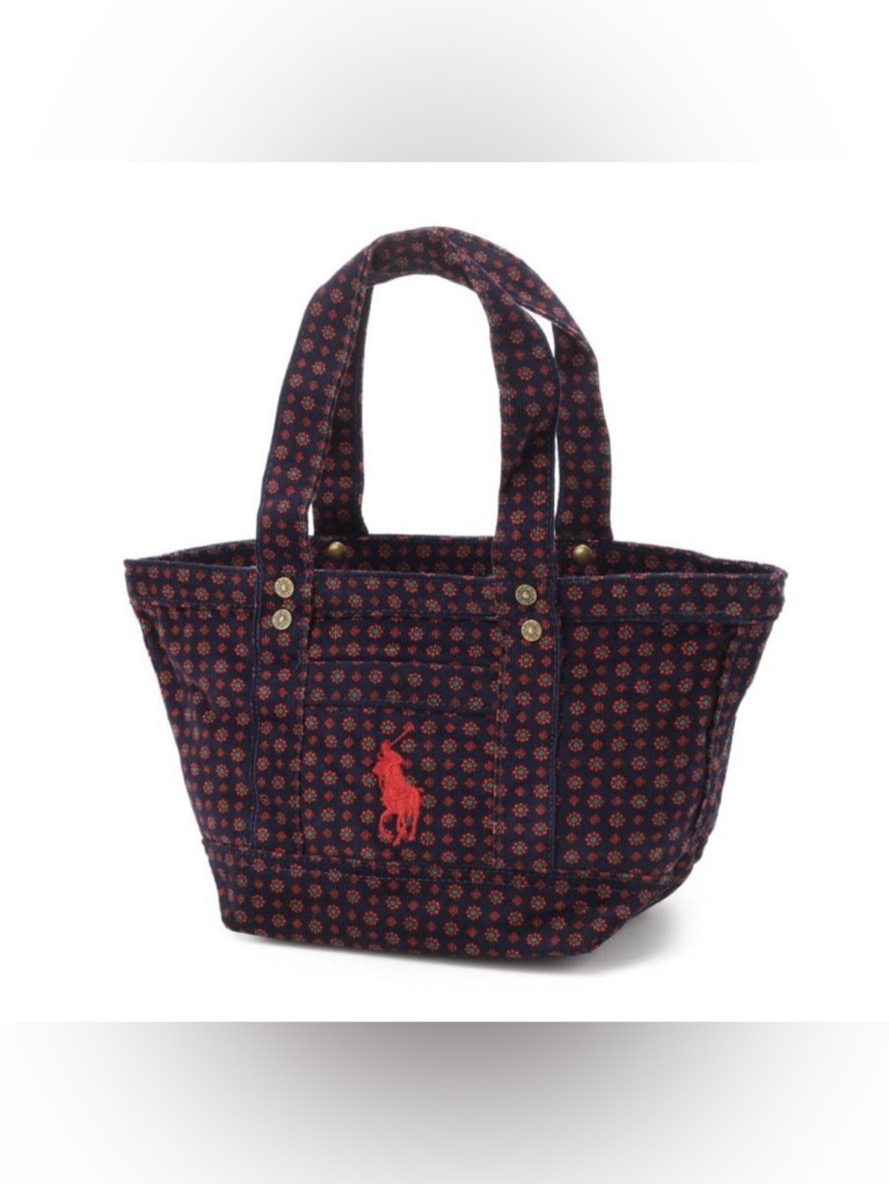 Polo Ralph Lauren Newport Navy Floral Canvas mini Tote with Red Logo